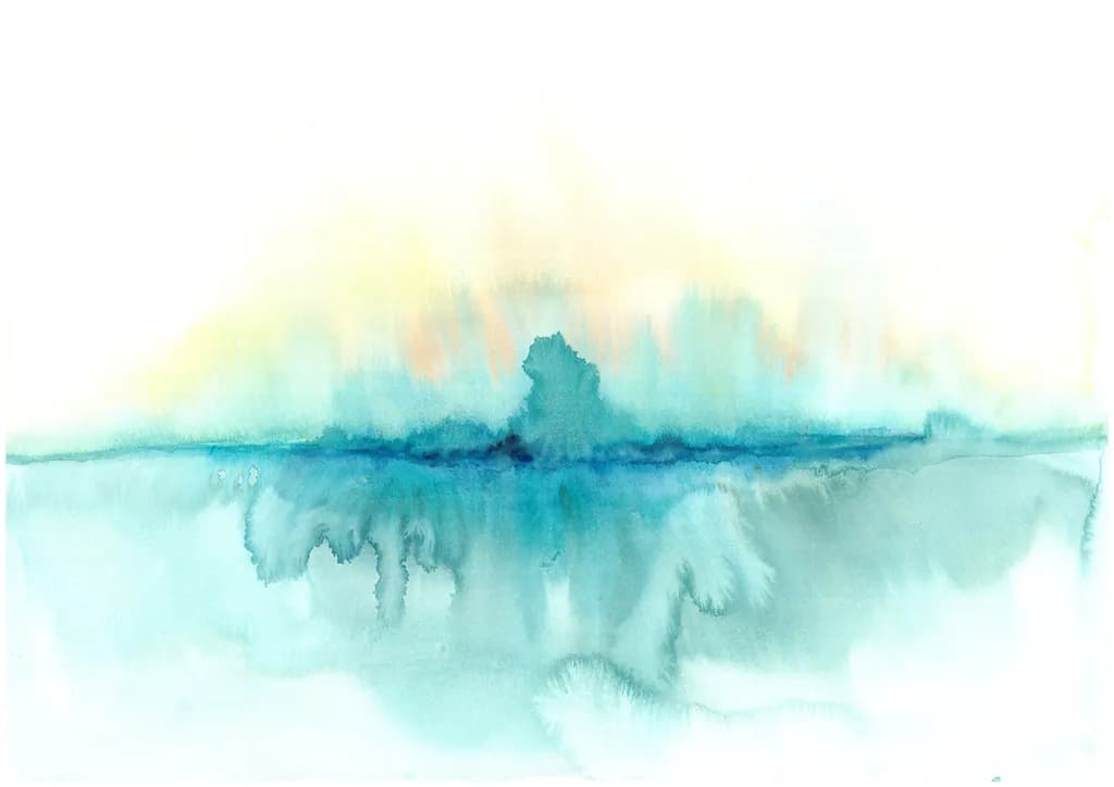 Serene Waterscape: A Soft Blue Abstract Watercolor Journey