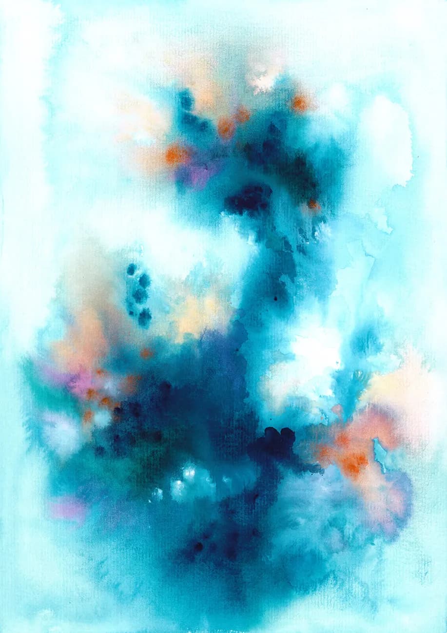 Ethereal Waters: A Fluid Dance of Blue and Colorful Hues