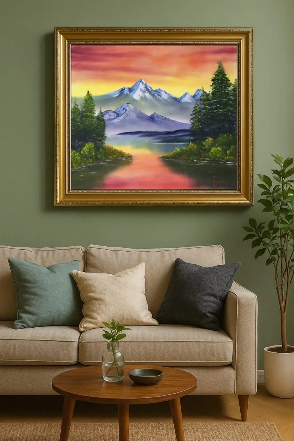 Serenity at Dusk: A Majestic Mountain Reflection in Tranquil Waters