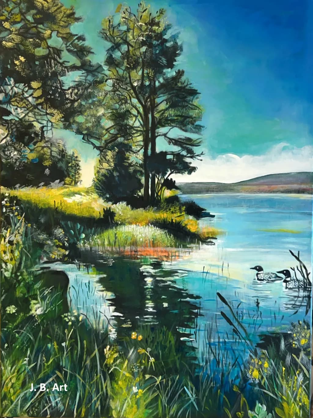 Serenity by the Water's Edge: A Tranquil Landscape of Trees and Reflections