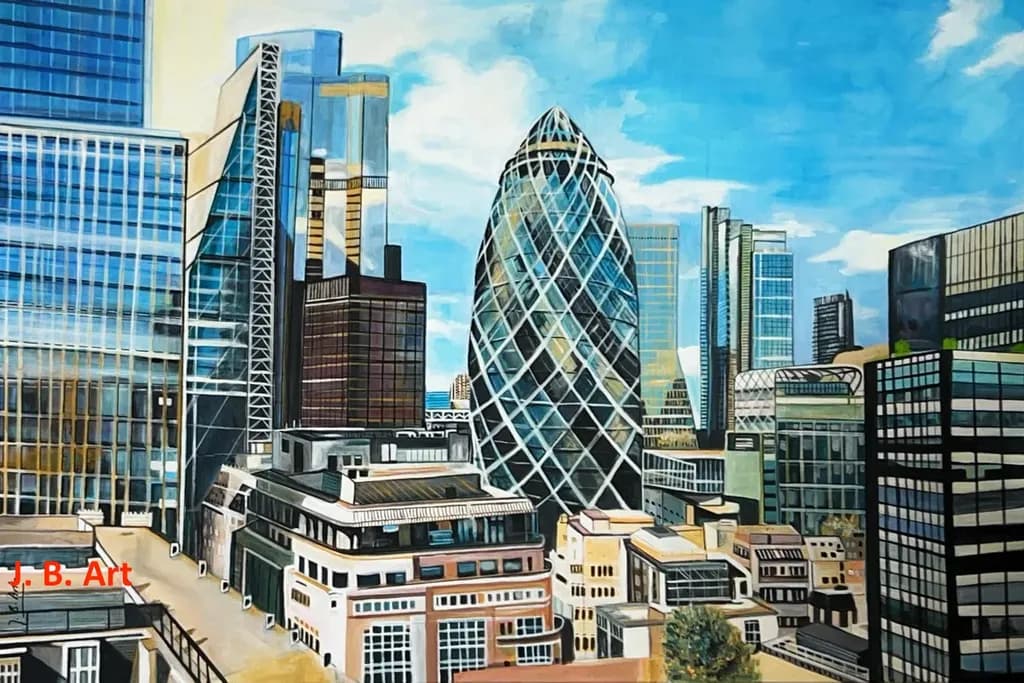 Urban Symphony: A Modern Cityscape of Architectural Wonders and Vibrant Life