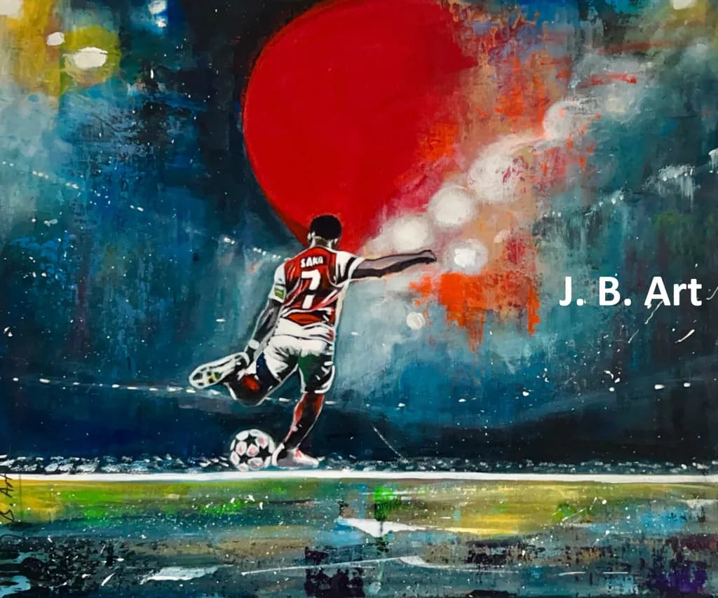 Dynamic Soccer Player in Abstract Vibrance: A Celebration of Movement and Passion
