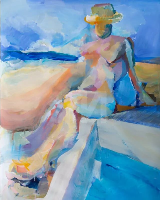 Serene Summer Reverie: A Colorful Exploration of Light and Form by the Shore