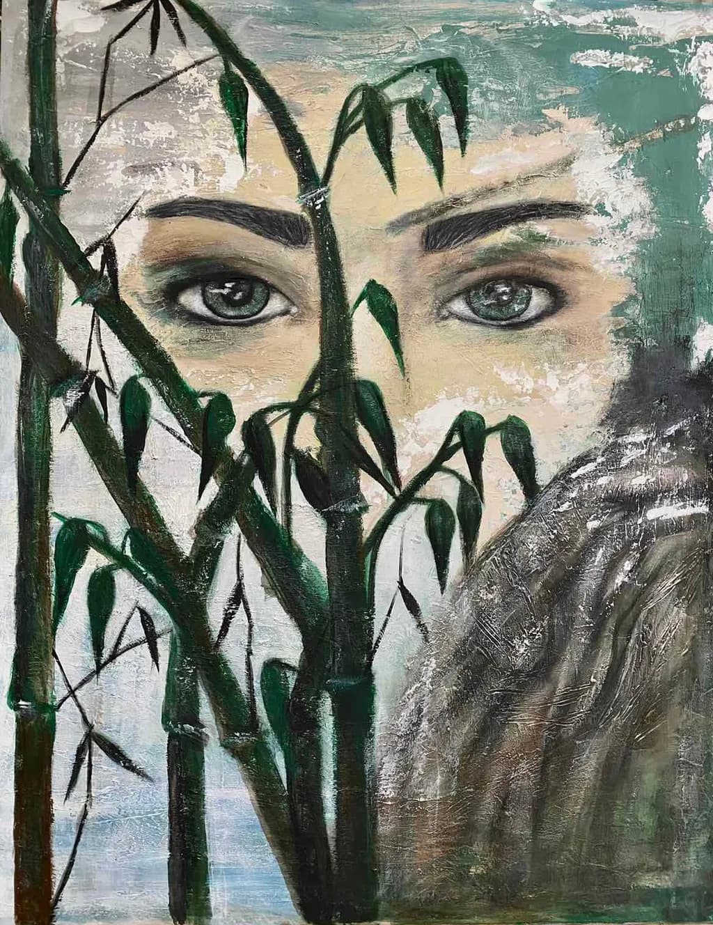 Whispers of Nature: A Serene Encounter with Bamboo and Eyes of Tranquility