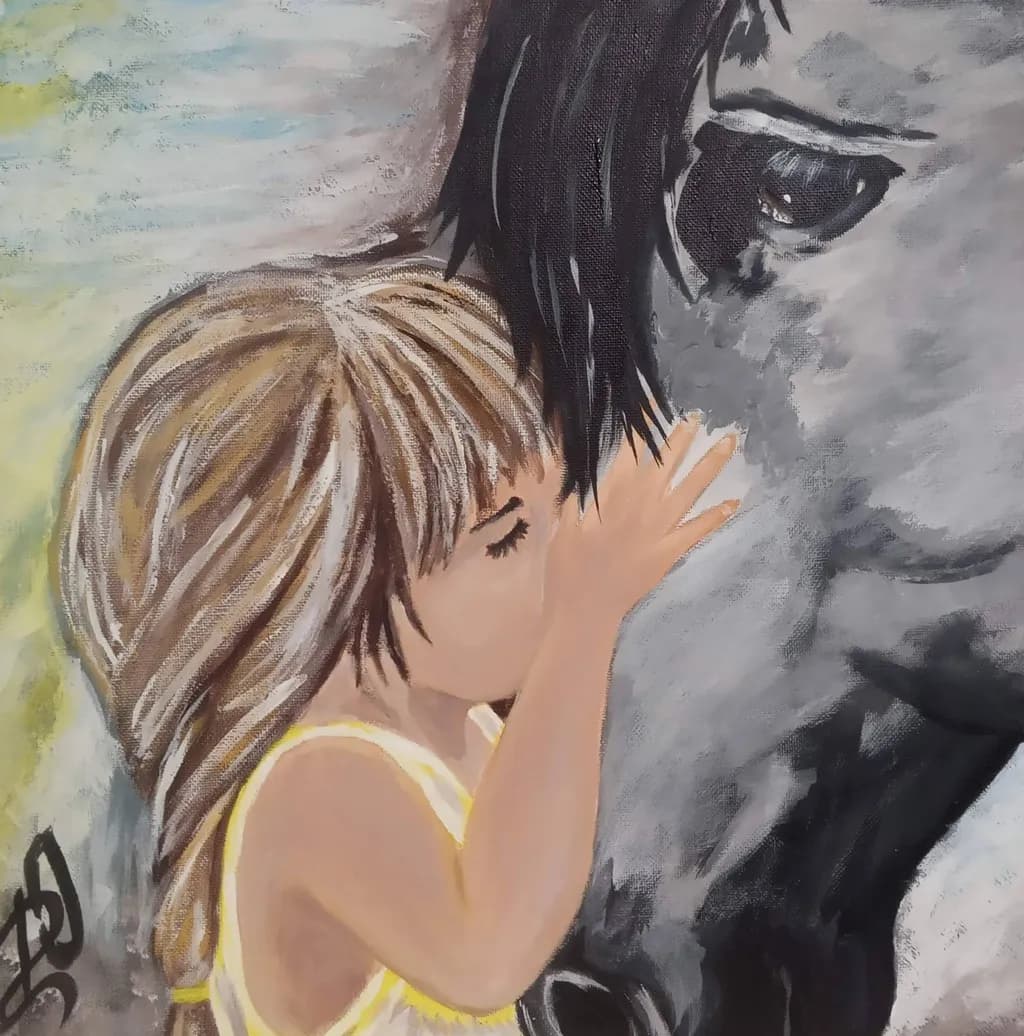 Whispers of Connection: A Tender Embrace Between Girl and Horse