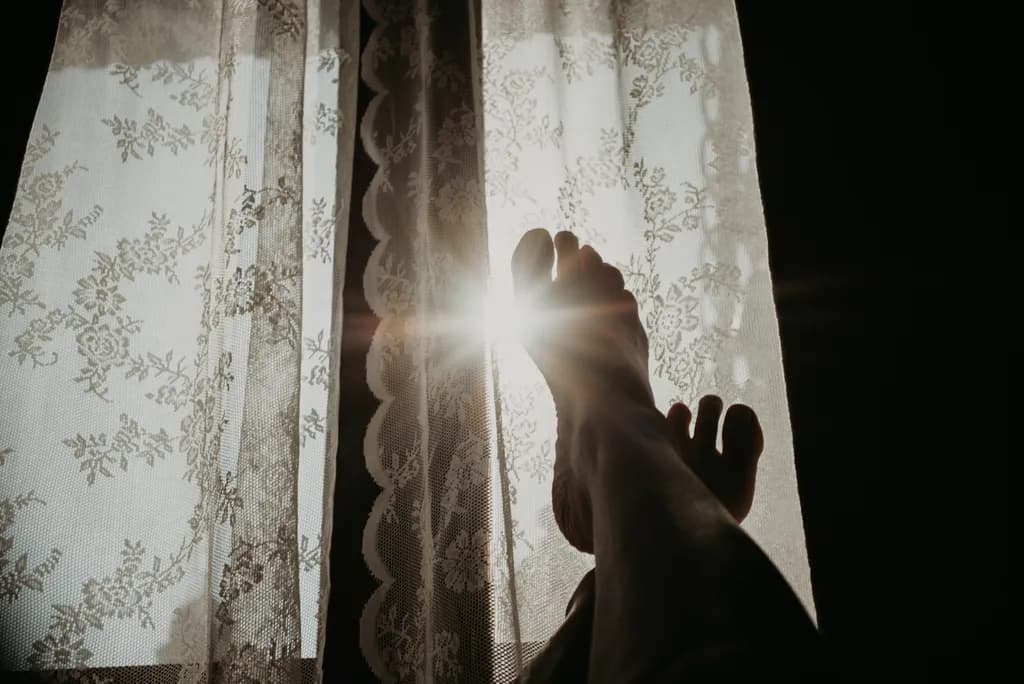 Whispers of Light: A Serene Morning Embrace Through Lace Curtains