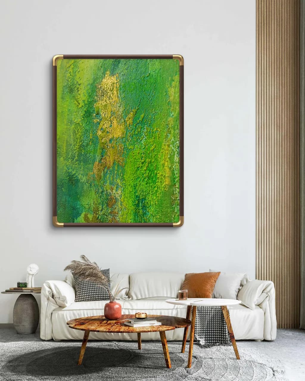 Gold Accents on Green Canvas