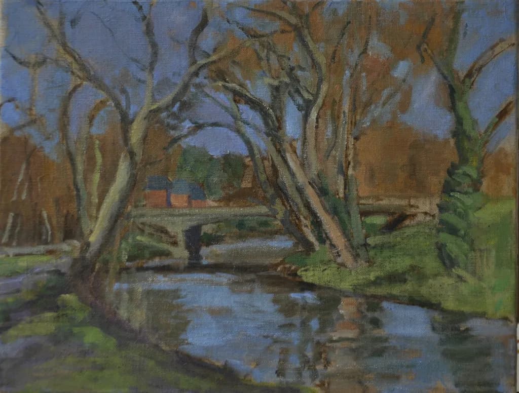 Whispers of Autumn: A Tranquil River Scene with Majestic Trees and Reflections