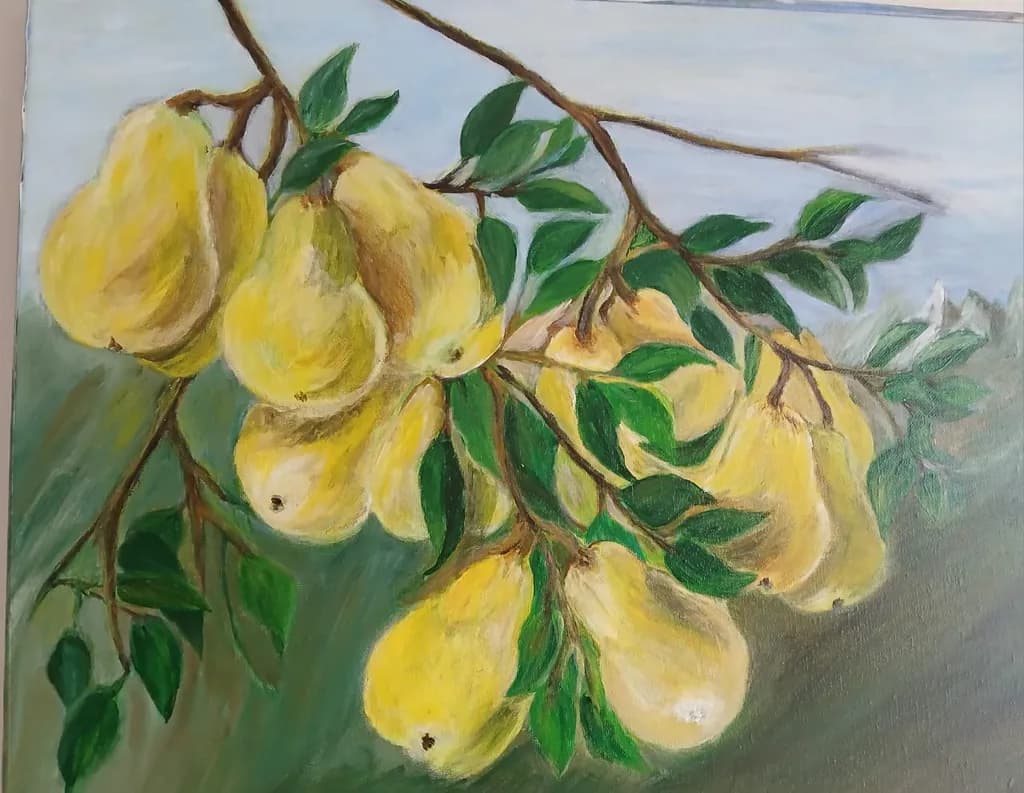 Golden Pears: A Lush Embrace of Nature's Bounty