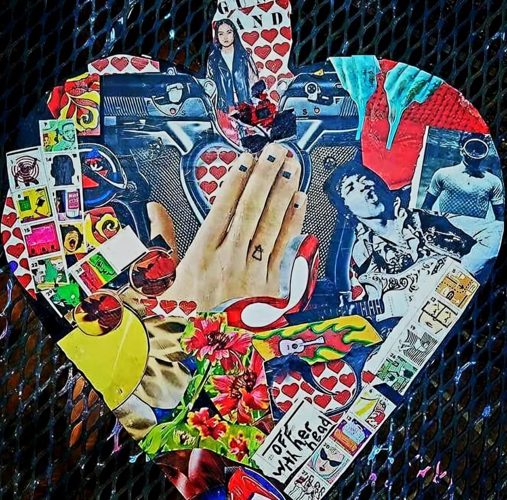 Vibrant Heartbeat: An Eclectic Collage of Love and Expression