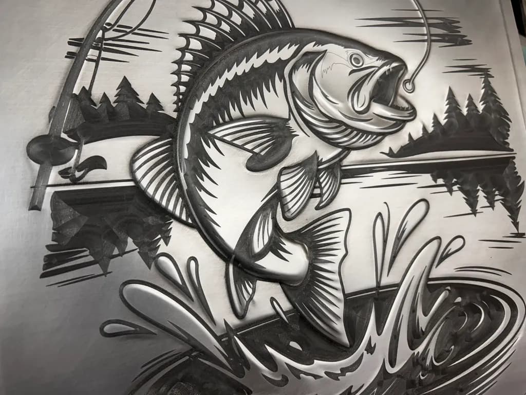 Dynamic Leap: A Bass in Motion Amidst Nature's Serenity