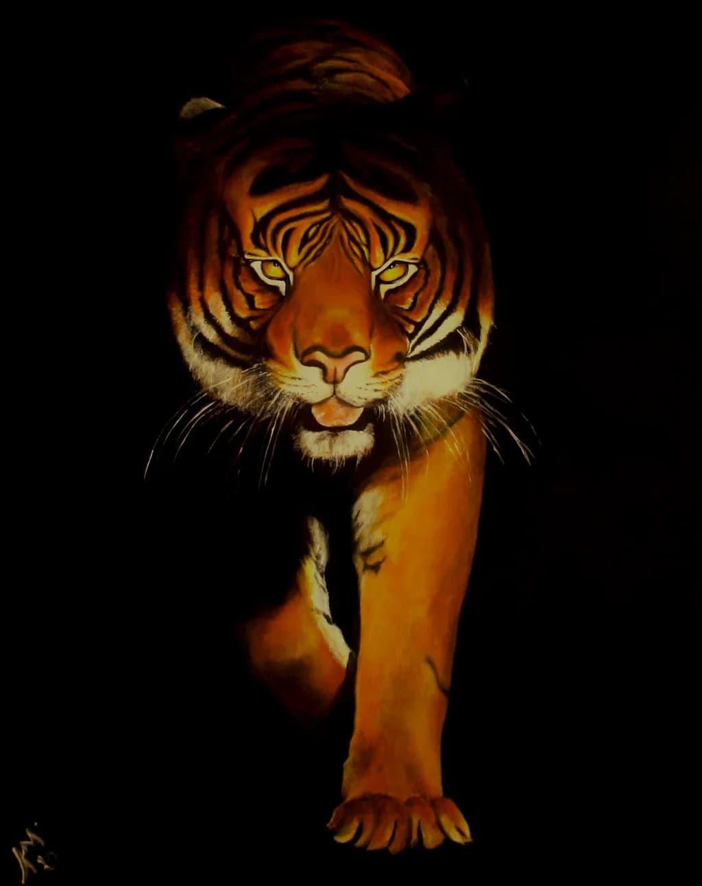 Majestic Ferocity: A Realistic Portrait of a Tiger in Black
