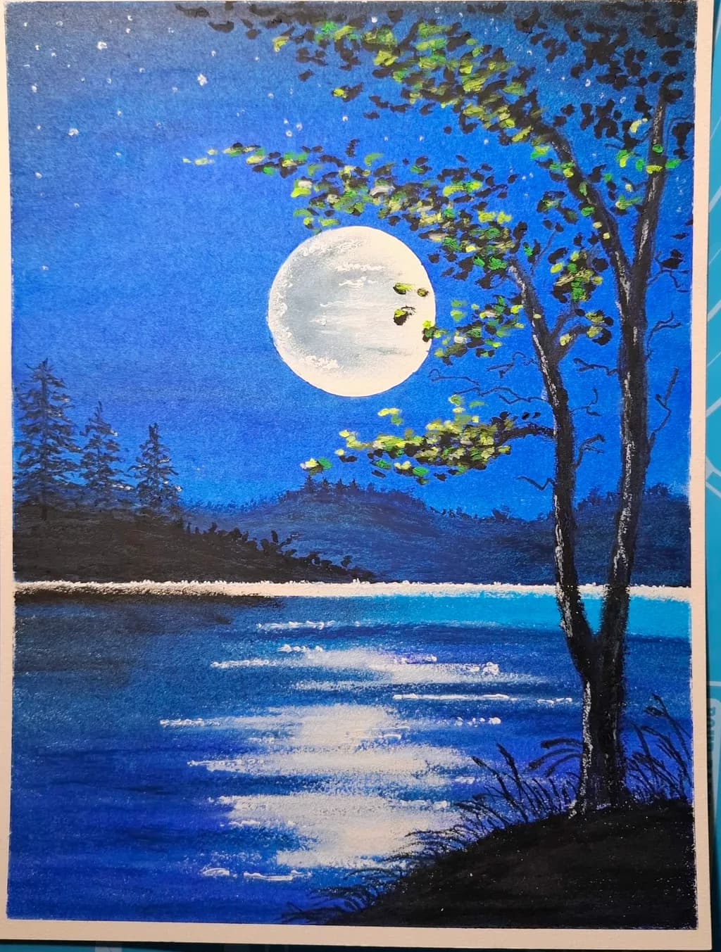 Moonlit Serenity: A Tranquil Night by the Water's Edge