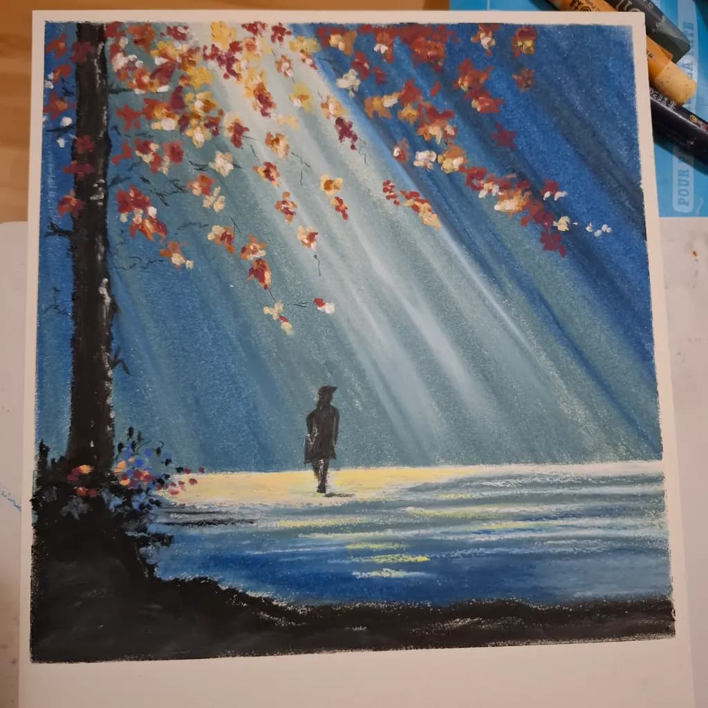 Whispers of Autumn: A Serene Reflection in Solitude Under Golden Light