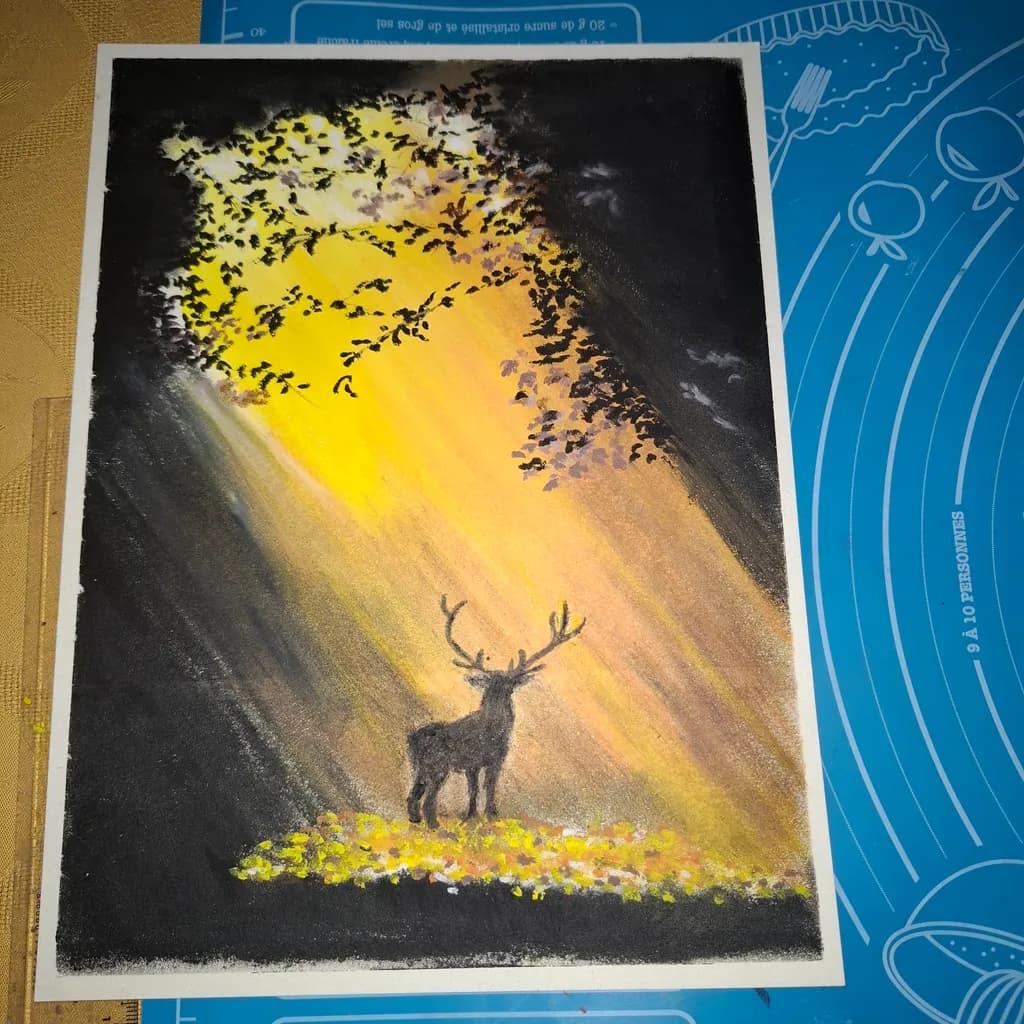 Whispers of Autumn: A Majestic Stag Beneath Golden Canopy