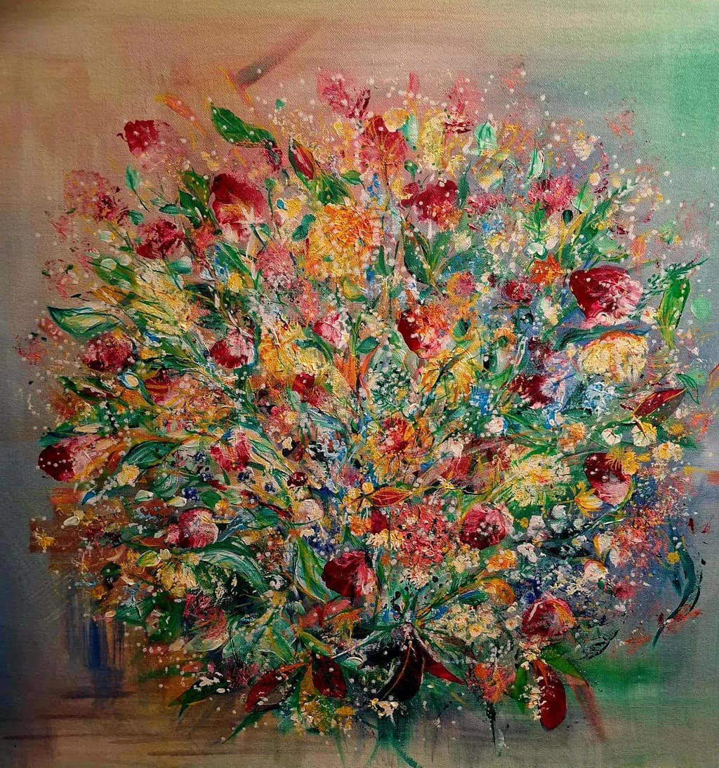 Vibrant Floral Symphony: A Colorful Abstract Celebration of Nature's Beauty