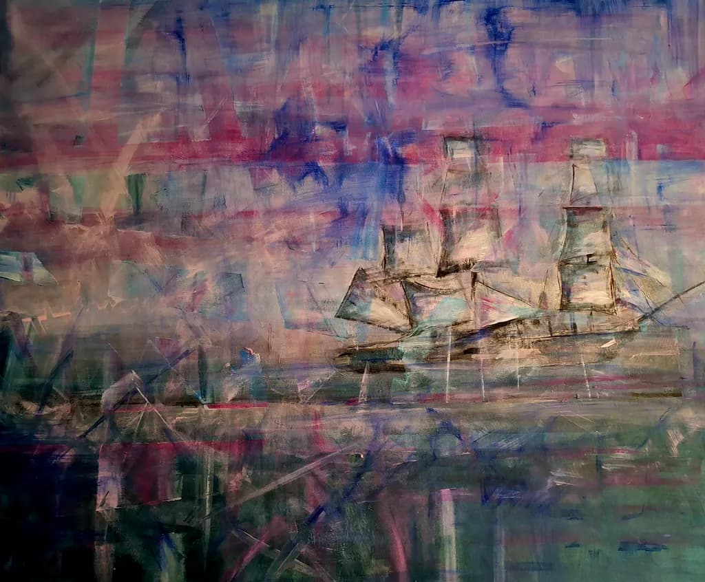 Whispers of the Sea: An Abstract Voyage Through Color and Form