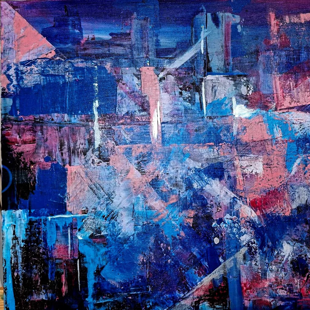 Vibrant Harmony: An Abstract Dance of Blue and Pink Textures