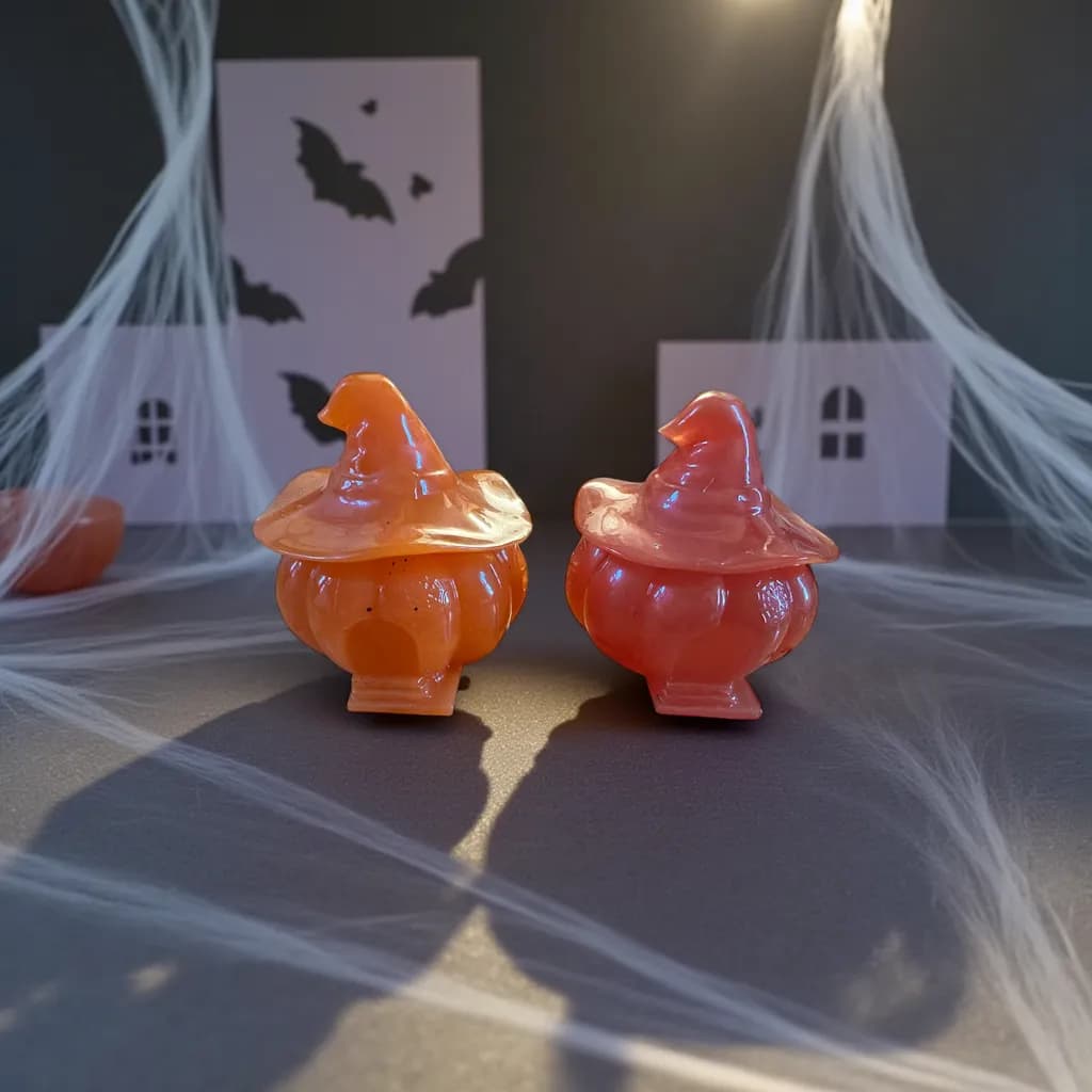 Whimsical Pumpkin Witch Salt and Pepper Shakers for Spooky Decor