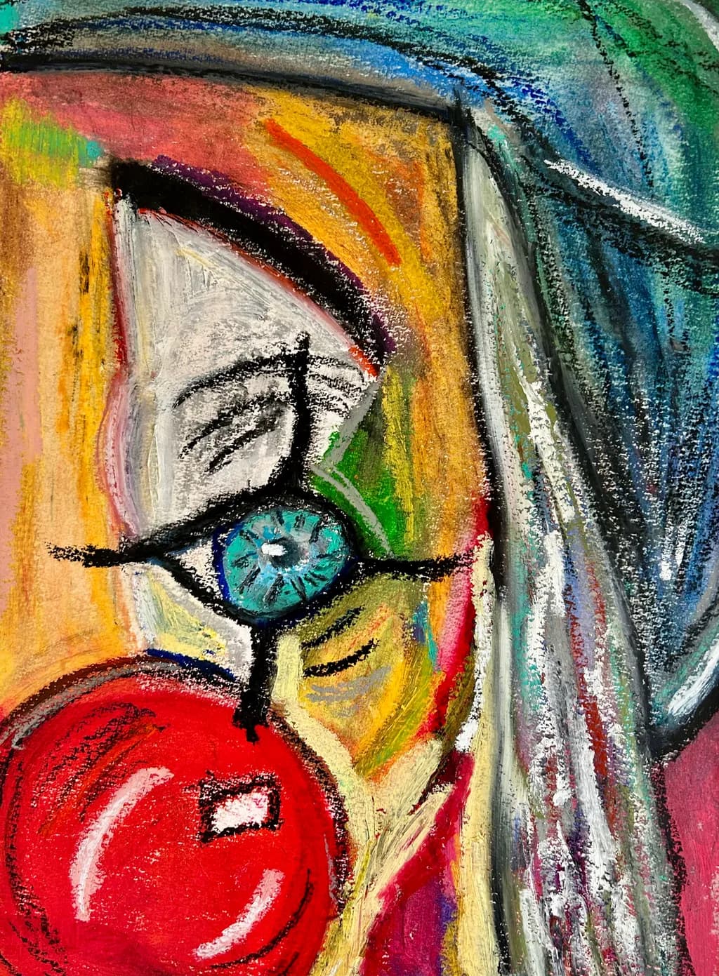 Vibrant Whimsy: An Abstract Expression of Colorful Clown Eyes