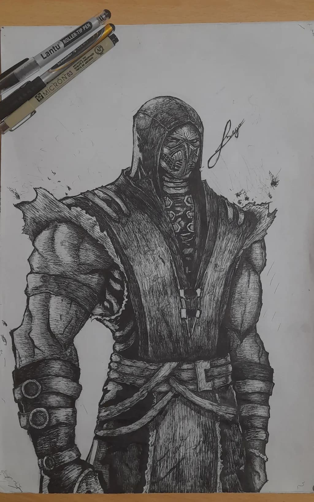 Shadowed Warrior: A Striking Ink Portrait of a Fearless Fighter