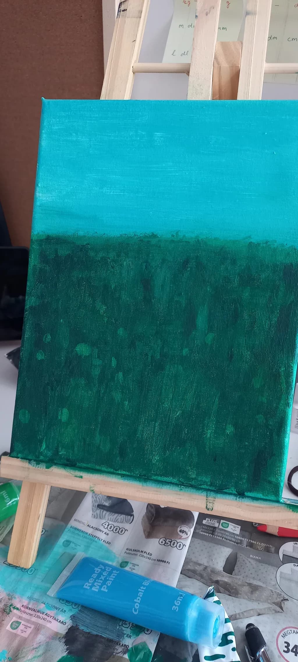 Whispers of the Ocean: A Tranquil Abstract Landscape in Shades of Blue and Green