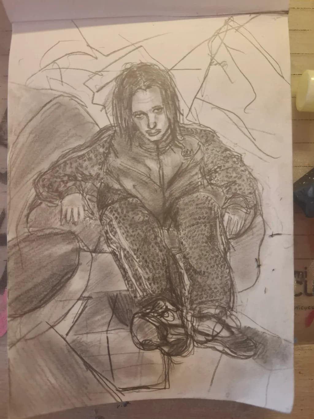 Urban Solitude: A Contemplative Portrait in Charcoal and Lines