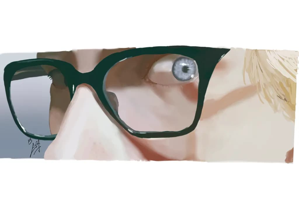 Intense Gaze: A Portrait of Focus and Expression Through Glasses