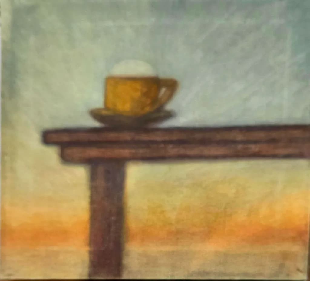 Coffee Cup on Table at Sunset