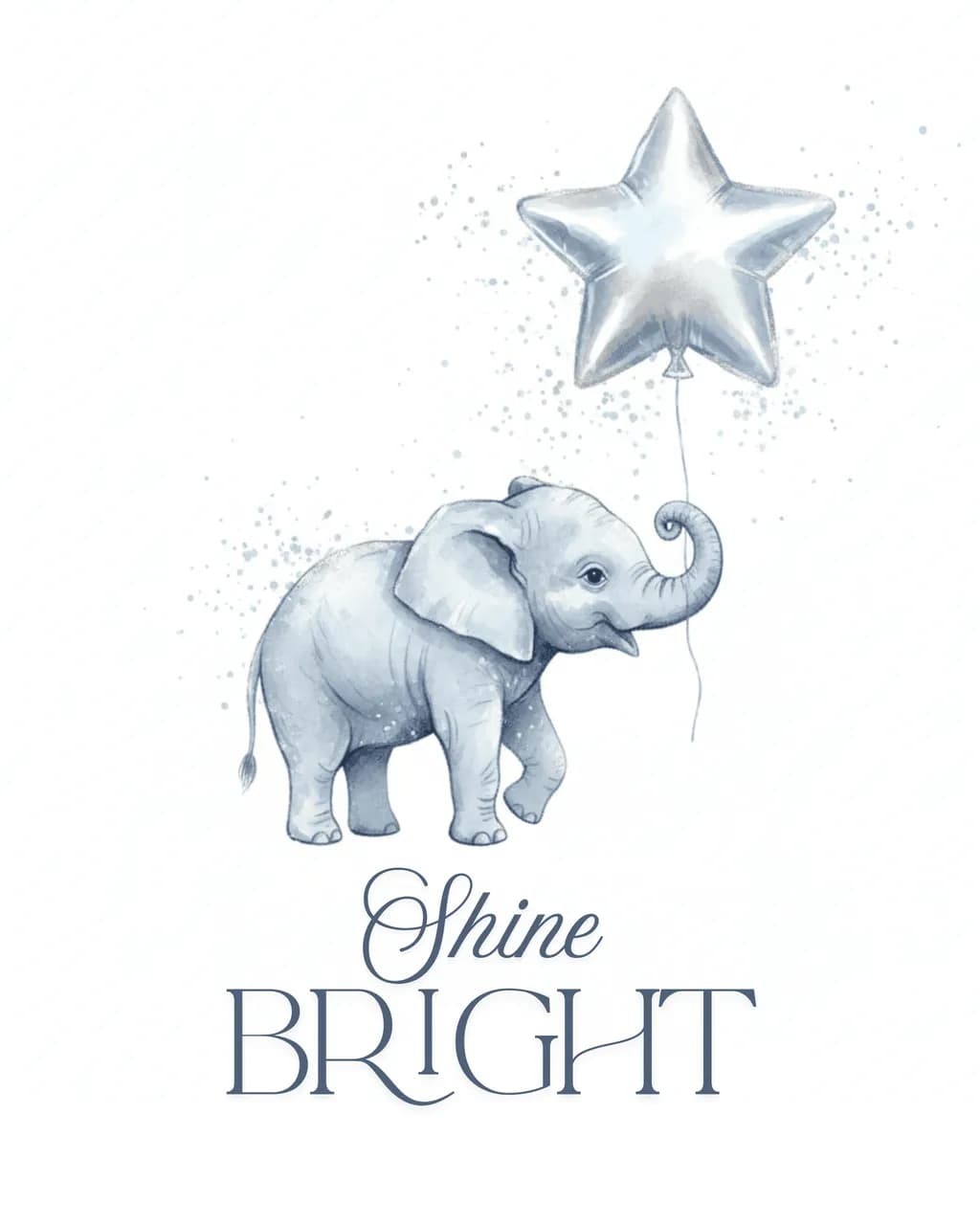 Whimsical Elephant Under a Star: Shine Bright Art Print