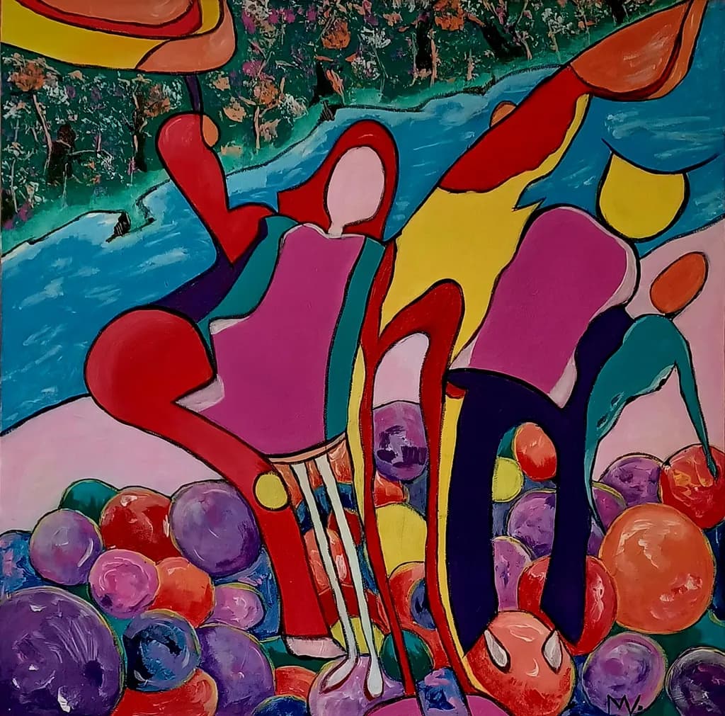 Vibrant Expressions: A Playful Dance of Colorful Figures in Abstract Harmony