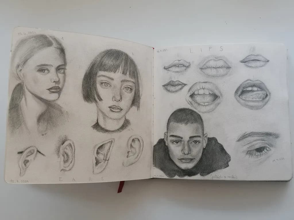 Expressions in Graphite: A Study of Faces, Ears, and Lips