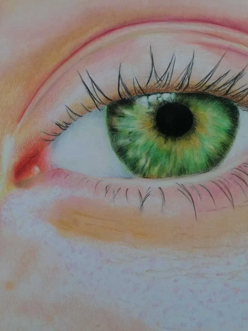 Vivid Gaze: A Realistic Study of a Green Eye's Intricate Details