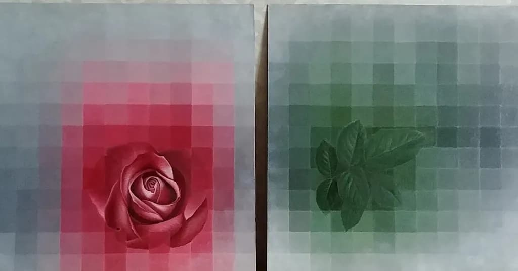 Rose and Leaves Diptych