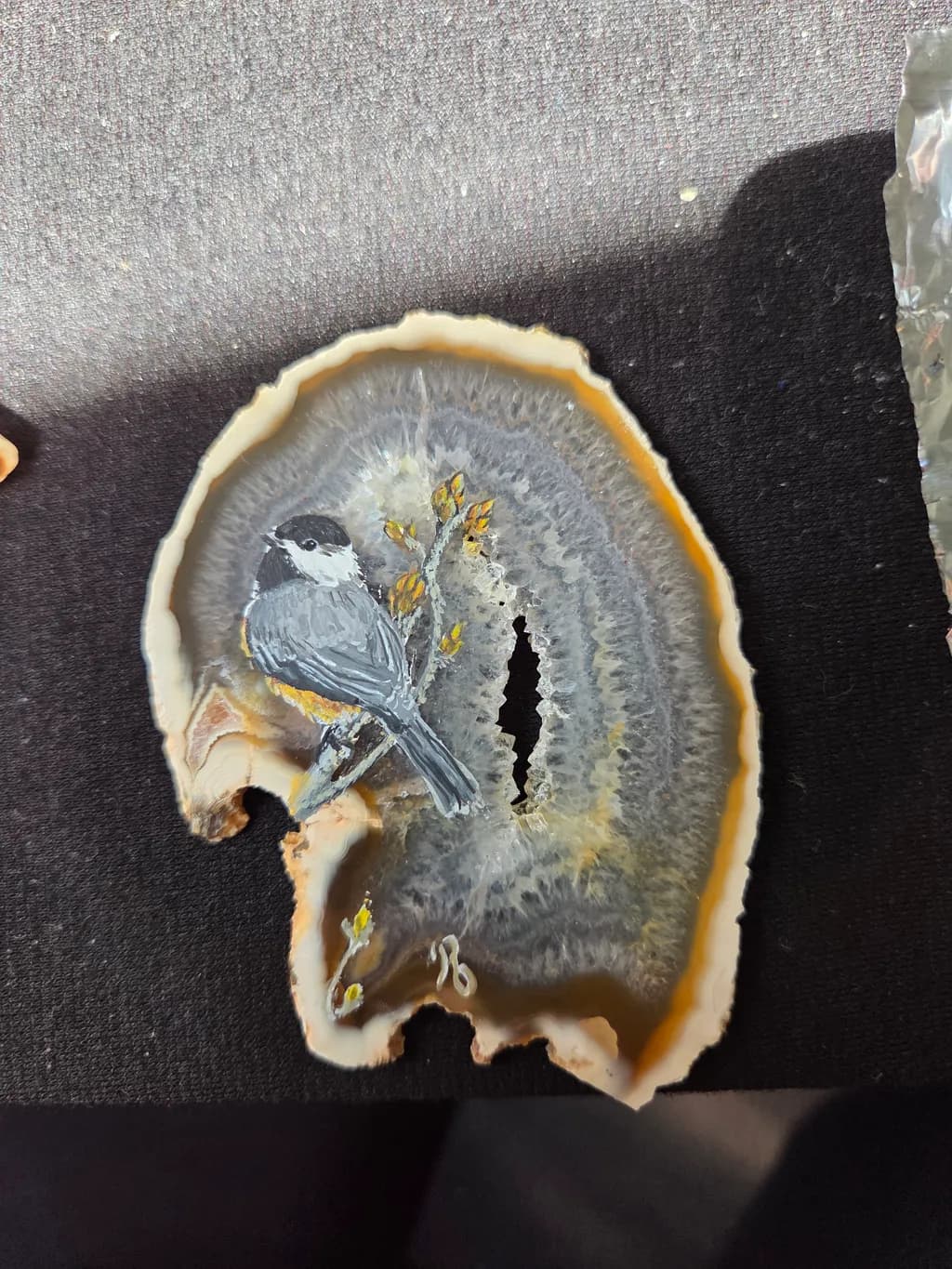 Chickadee on Agate