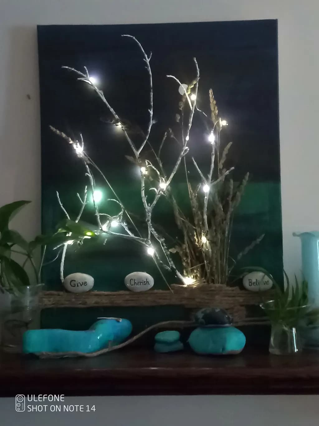 Whispers of Light: A Serene Nature-Inspired Art Piece with Inspirational Stones