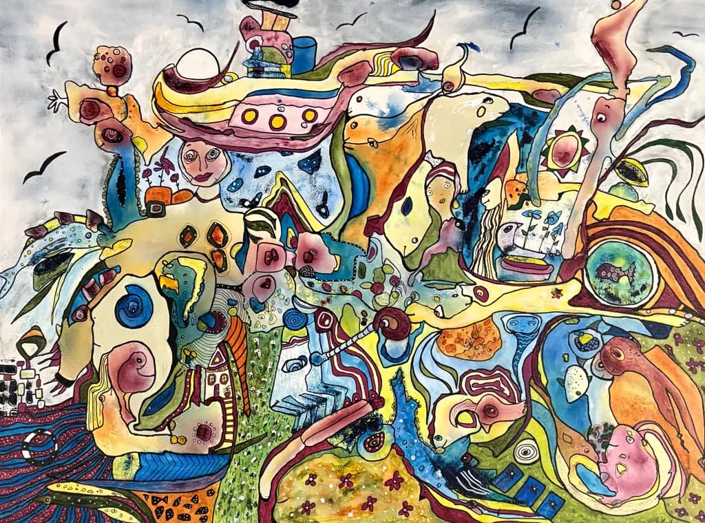 Whimsical Journey Through Colorful Dreams: An Abstract Exploration of Imagination and Emotion
