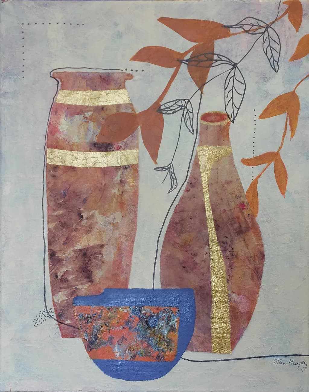Whispers of Nature: A Harmonious Blend of Vases and Leaves in Earthy Tones