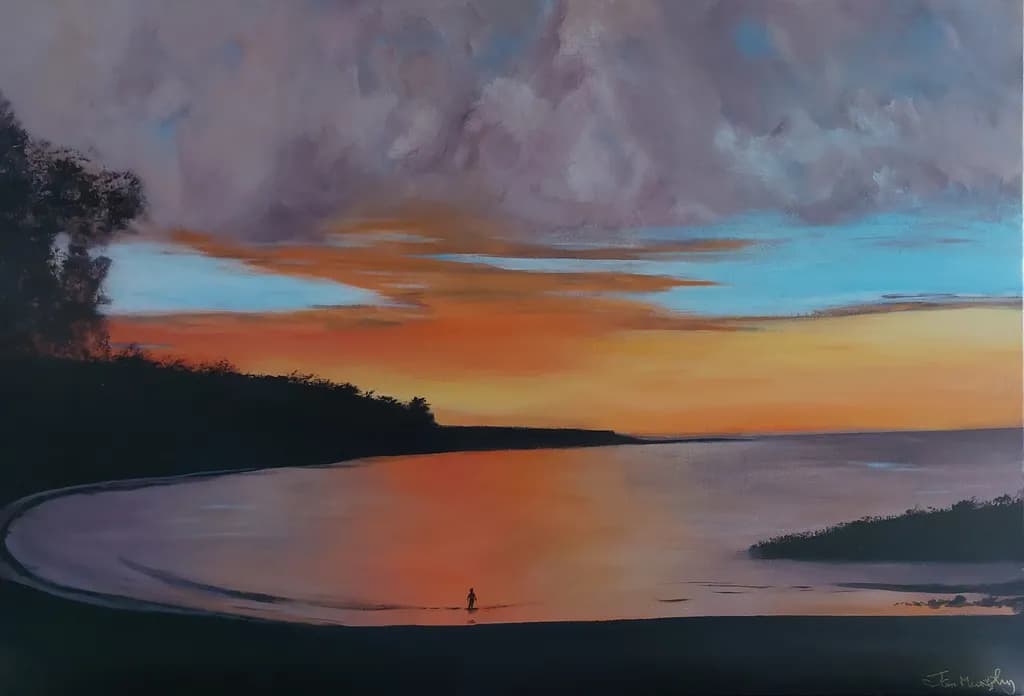 Serenity at Dusk: A Tranquil Sunset Over the Shoreline
