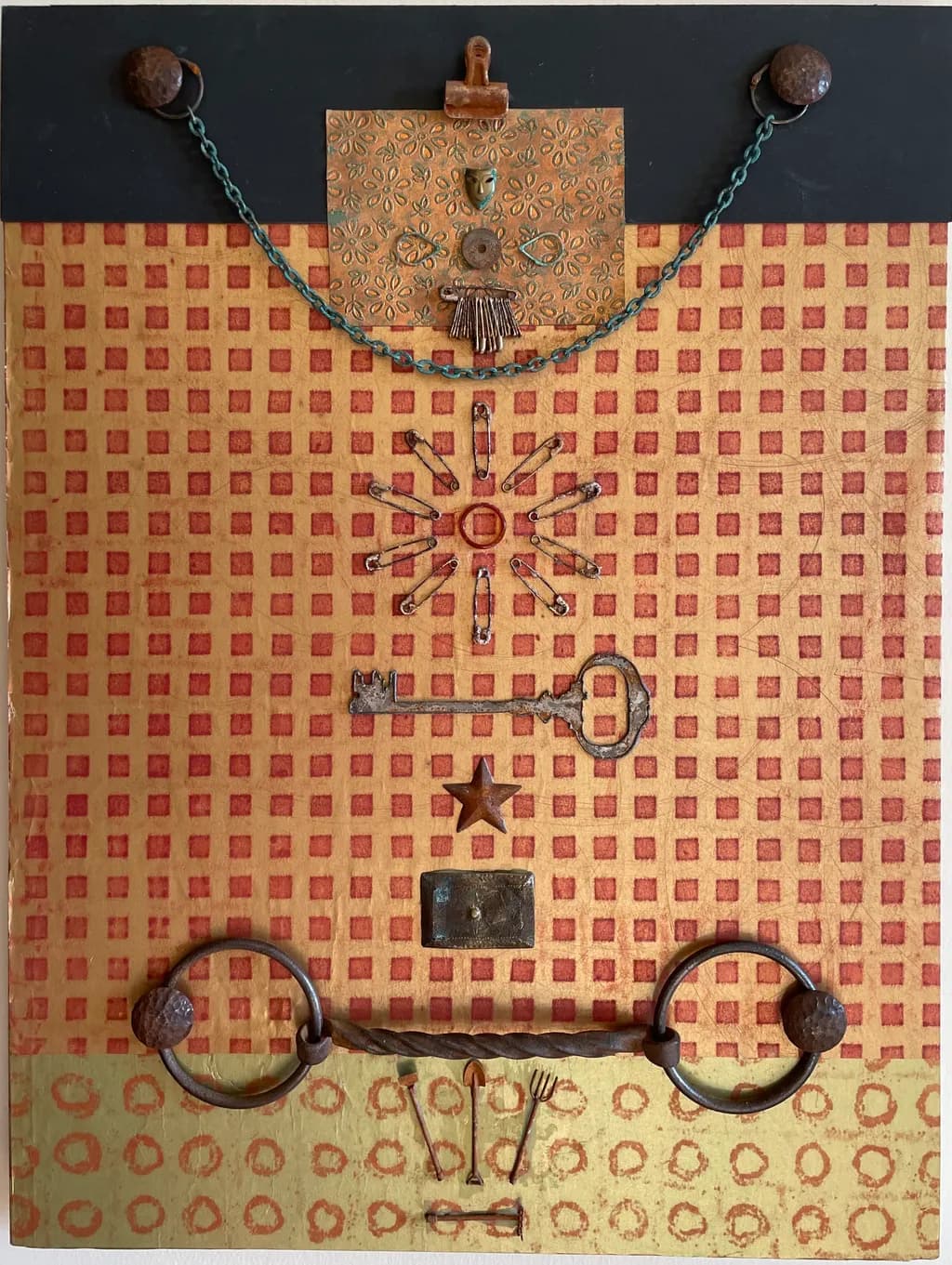Whispers of Time: An Abstract Collage of Metal and Texture