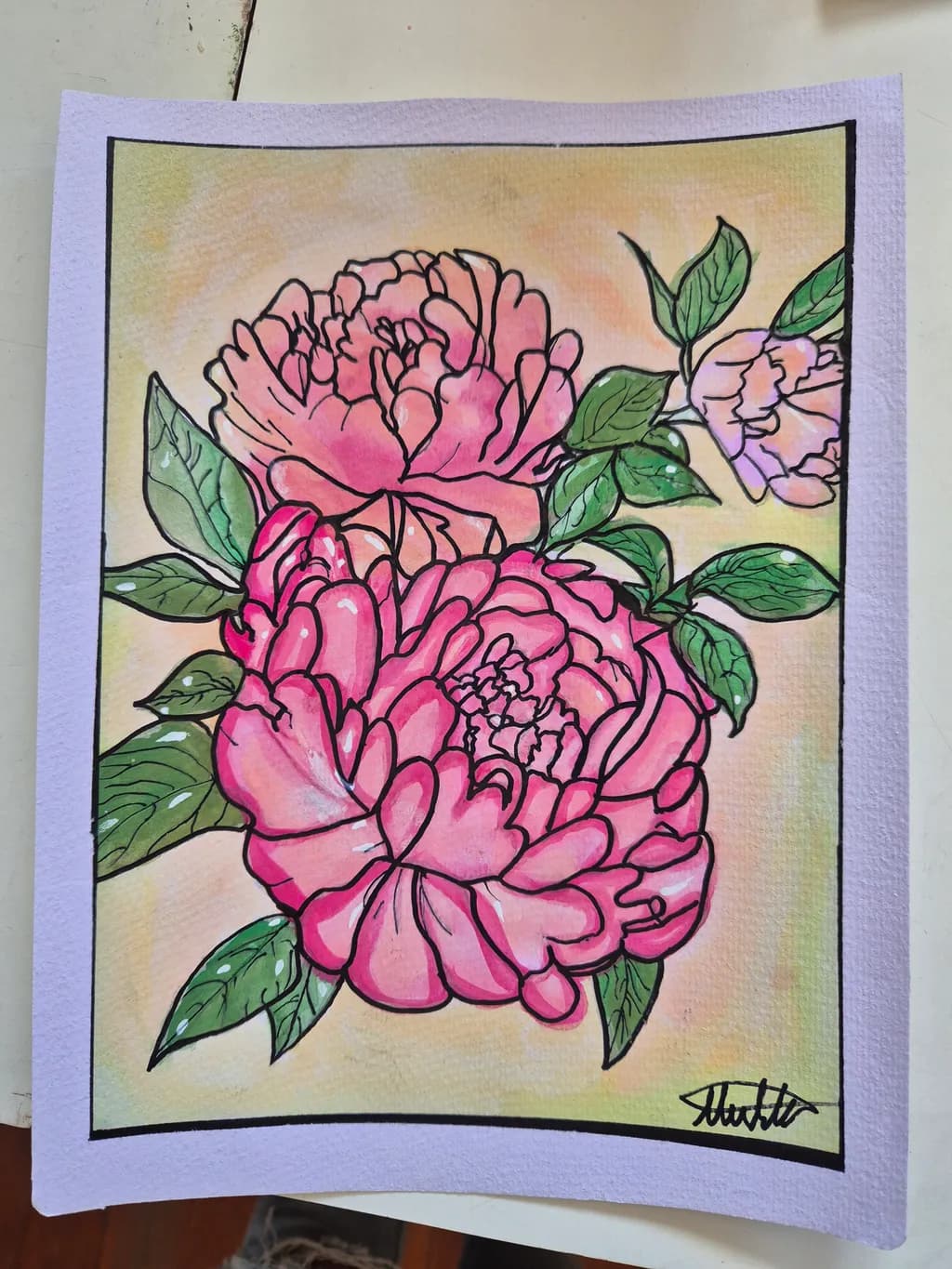 Blossoms of Serenity: A Vibrant Pink Peony Artwork Celebrating Nature's Beauty