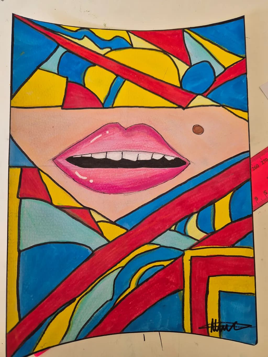 Vibrant Expressions: A Colorful Journey Through Abstract Lips and Geometric Shapes