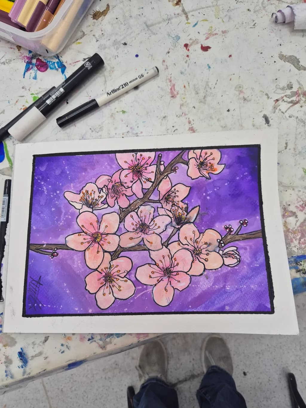 Blossoms in Twilight: A Vibrant Dance of Cherry Flowers Against a Dreamy Purple Sky