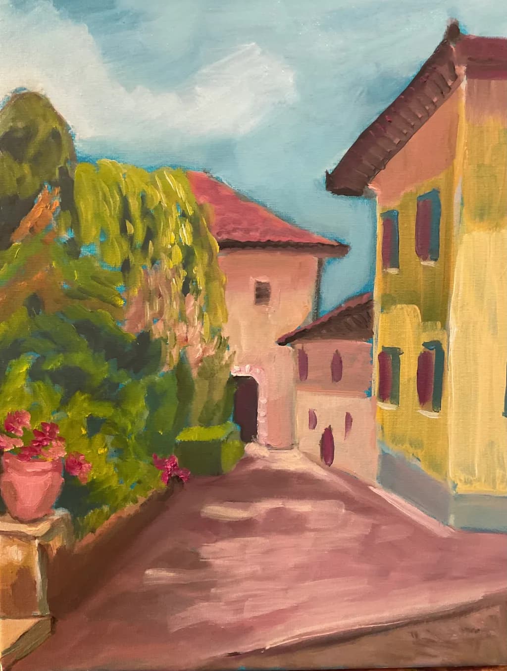 Sunlit Village Path