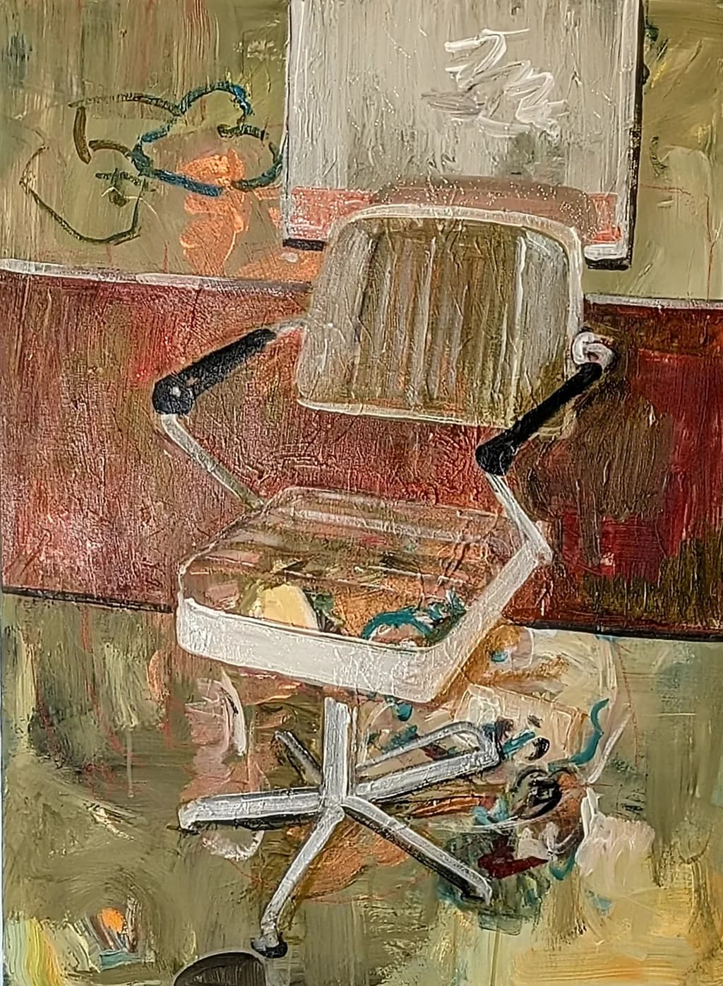 Whispers of Abandonment: The Forgotten Chair in a Colorful Space