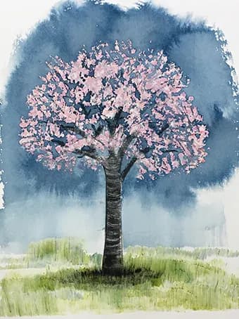 Blossoming Serenity: A Watercolor Journey Through Spring's Embrace