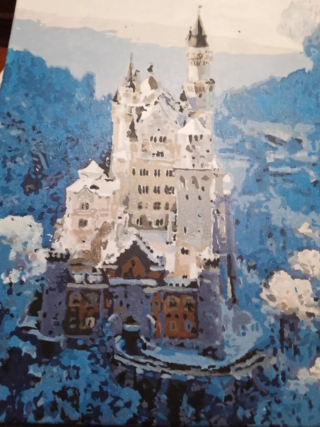 Whispers of Winter: A Dreamy Castle in Blue Hues