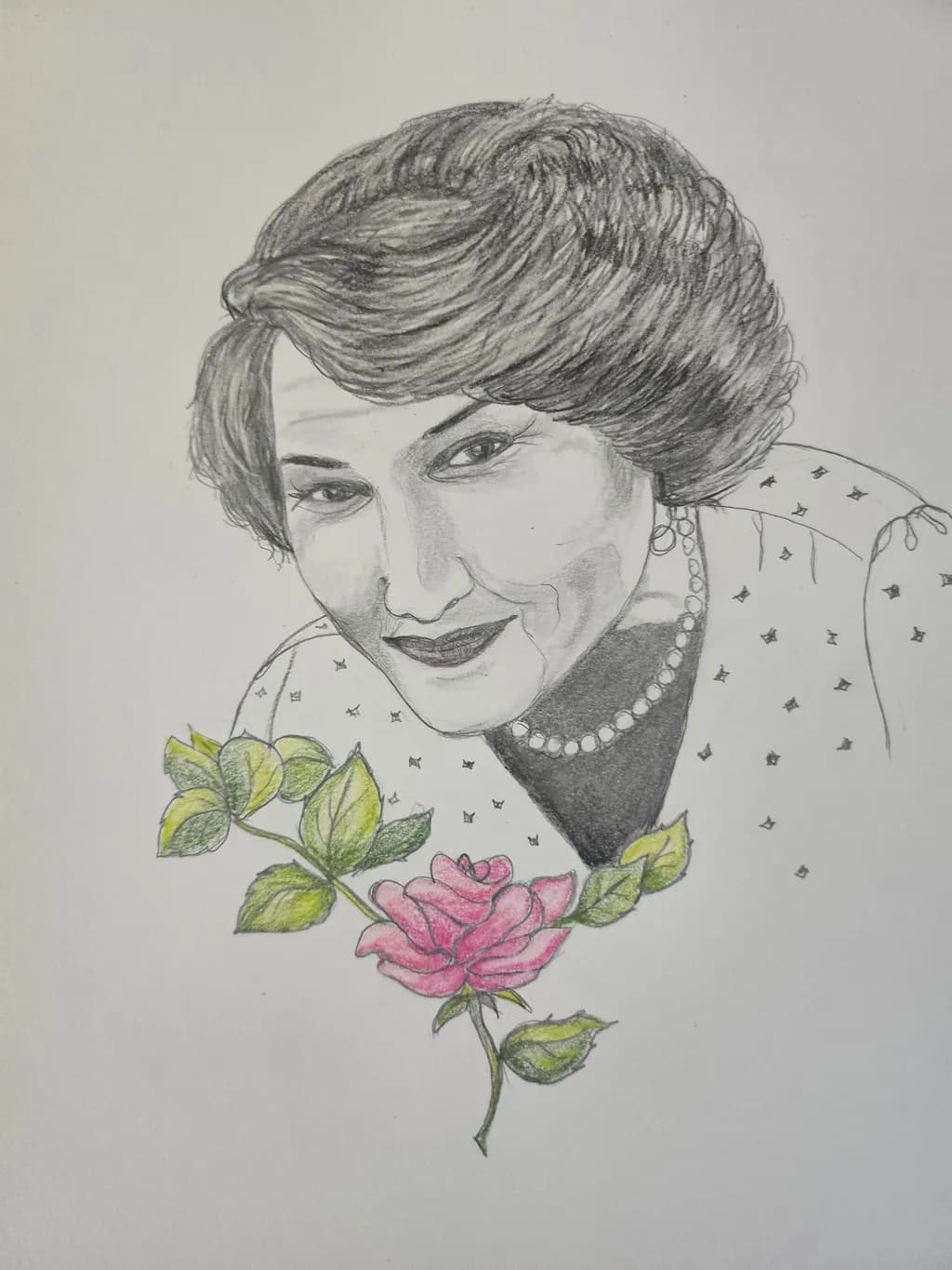 Portrait with Pink Rose