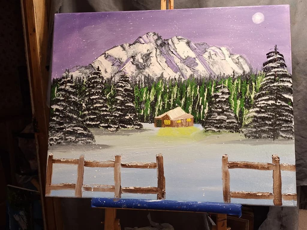 Whispers of Winter: A Cozy Cabin Amidst Snowy Peaks and Pine Forests