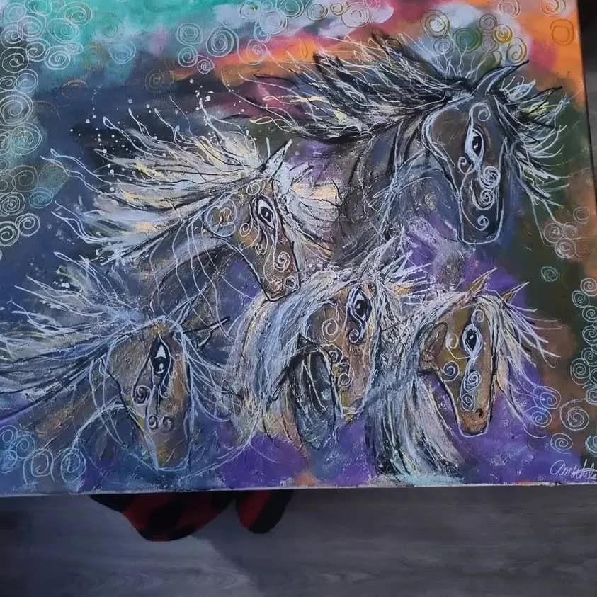 Whirlwind of Equine Spirits: A Vibrant Dance of Horses in Motion